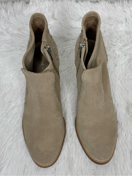 MARC FISHER / Cadis tan suede perforated heeled ankle booties / 7 - Picture 6 of 10